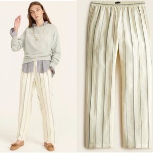 J. Crew Size 10 Pull-on pant in multistripe jacquard high rise ivory cream
